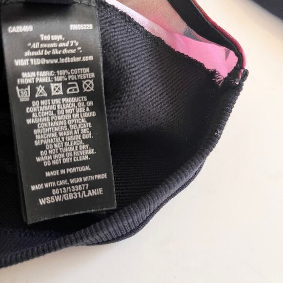 Ted Baker London Lanie Cascading Flora Floral Print Black Crewneck Sweatshirt XS - Picture 10 of 10